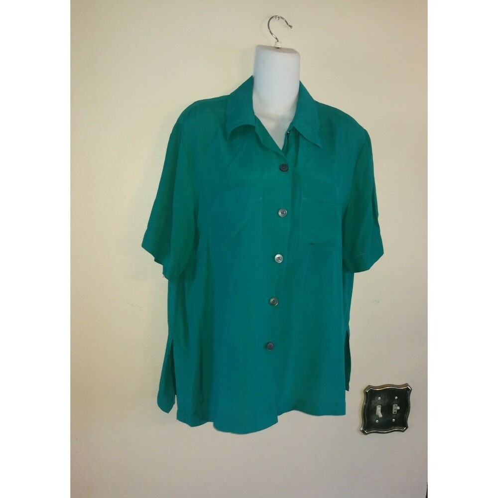 Amazing Women's Christie & Jill Petite Green 100% Rayon Top Shirt Size L